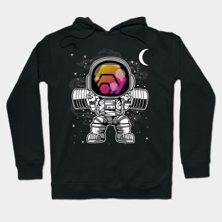 Astronaut Lifting HEX Coin To The Moon HEX Crypto Token Cryptocurrency Blockchain Wallet Birthday Gift For Men Women Kids Hoodie